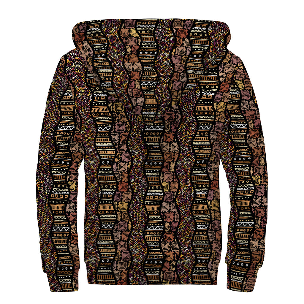 Groovy Vibes: African Afro-Inspired Pattern Print Sherpa Lined Zip Up Hoodie - 2