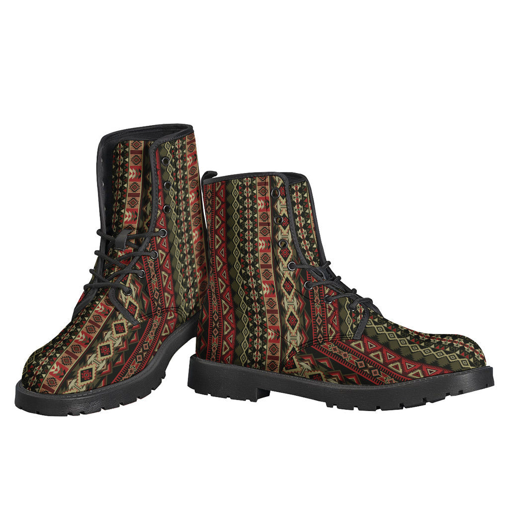 Feel the Groove: African Ethnic Pattern Leather Lightweight Boots for Stylish Hippies - 3