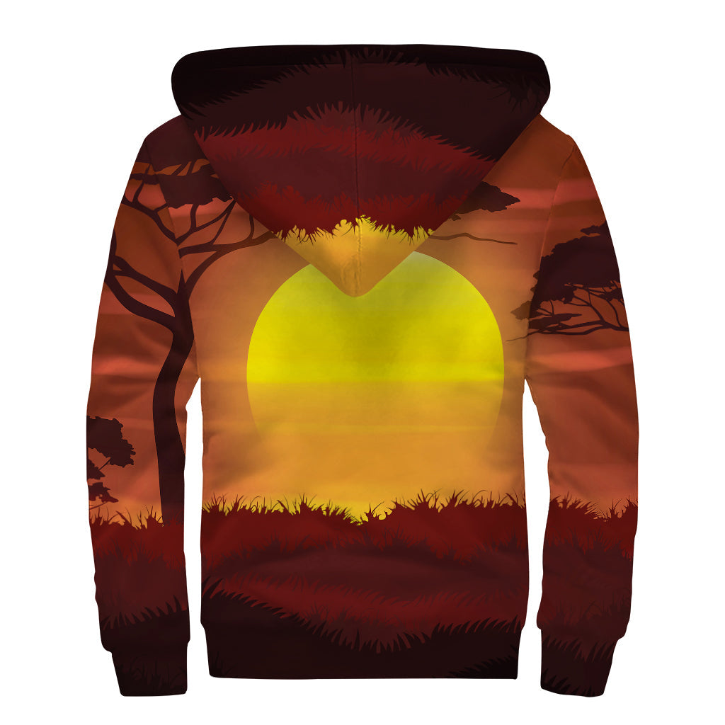 African Sunset Dreams: Sherpa Lined Hippie Zip Up Hoodie - 2