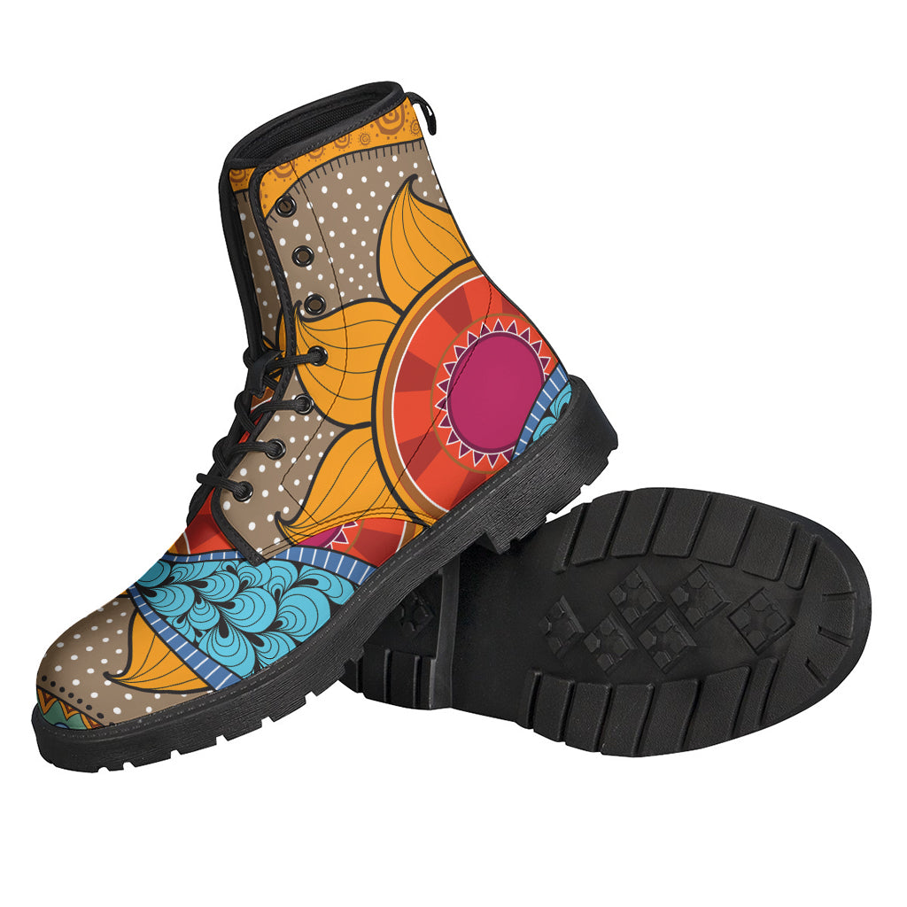 African Sun Print Leather Boots for Stylish Hippies - 2