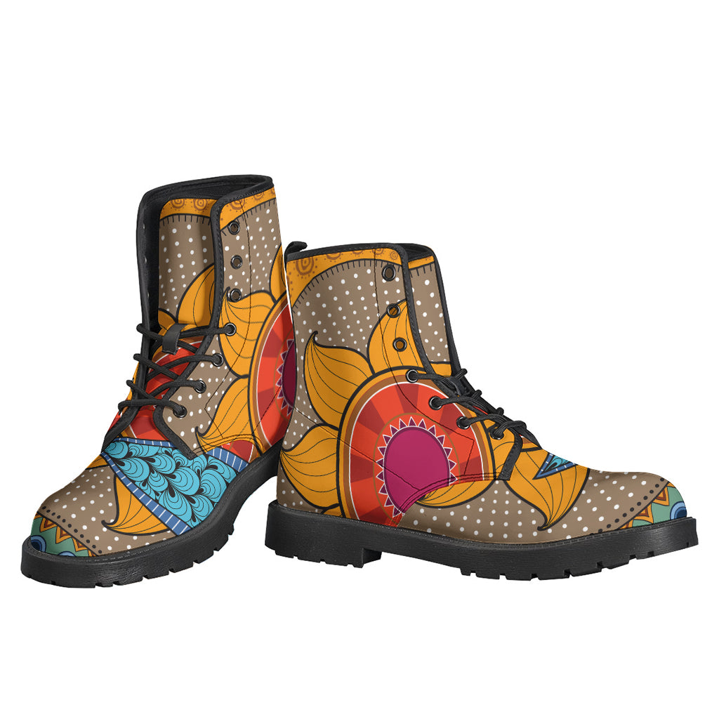 African Sun Print Leather Boots for Stylish Hippies - 3