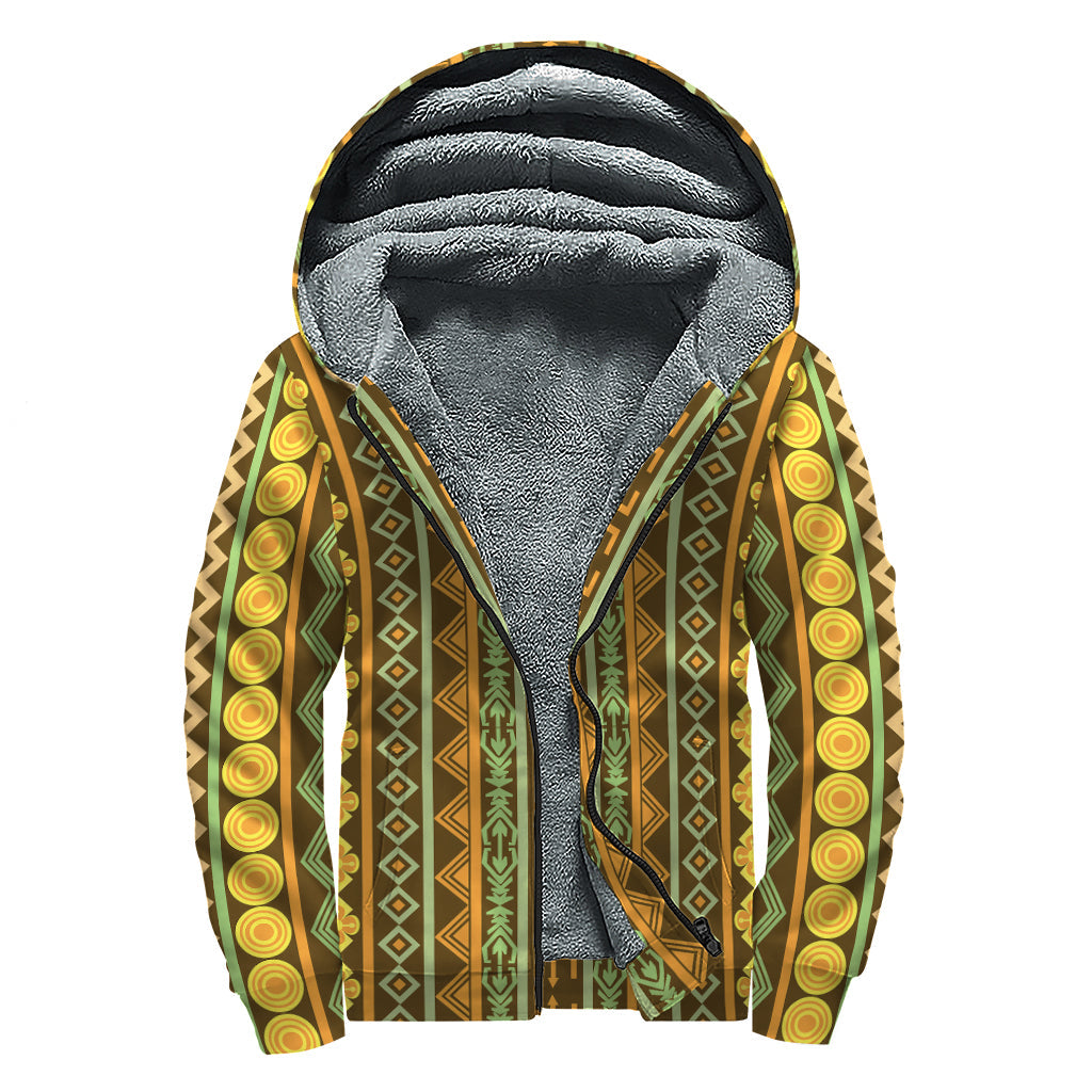 African Tribal Inspired Sherpa Lined Zip Up Hoodie for the Free-Spirited Hippie - 1