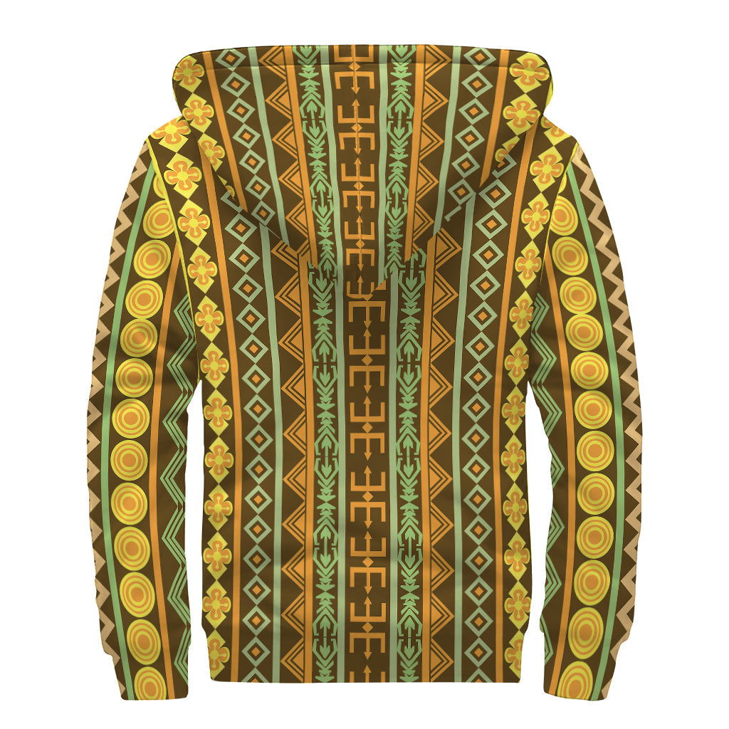 African Tribal Inspired Sherpa Lined Zip Up Hoodie for the Free-Spirited Hippie - 2