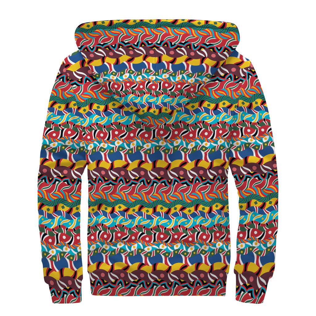 Bohemian Bliss: African Ethnic Print Sherpa Lined Hoodie - 2