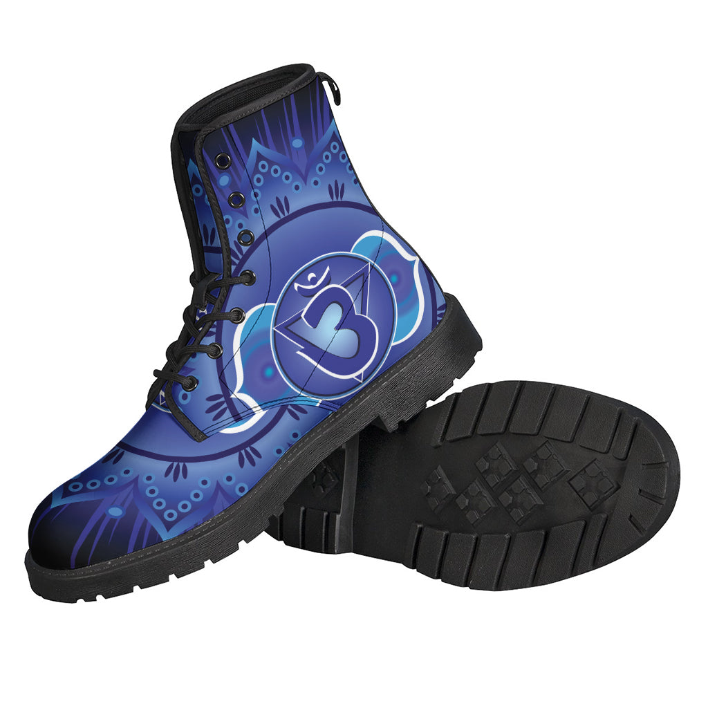 Step into Peace and Style with Ajna Chakra Mandala Leather Boots - 2