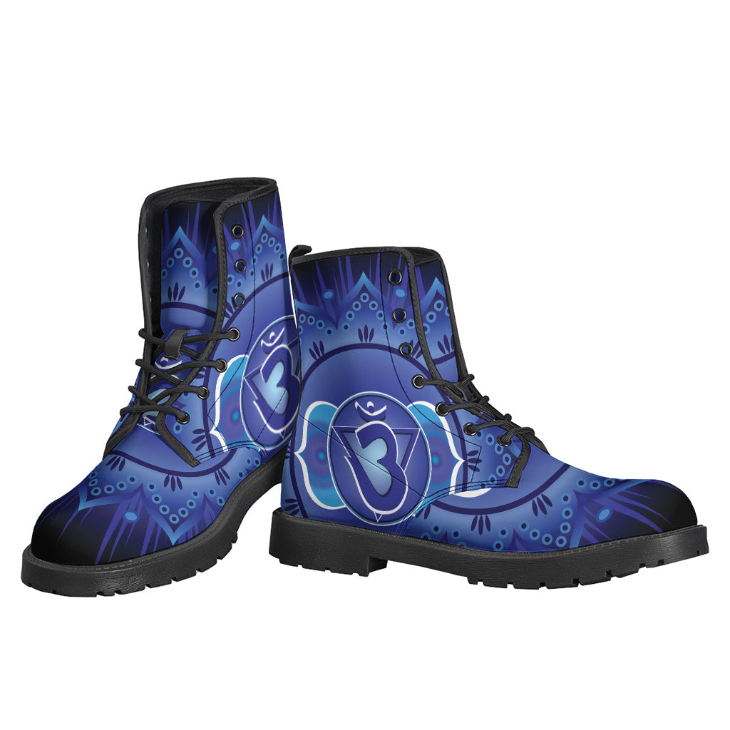 Step into Peace and Style with Ajna Chakra Mandala Leather Boots - 3