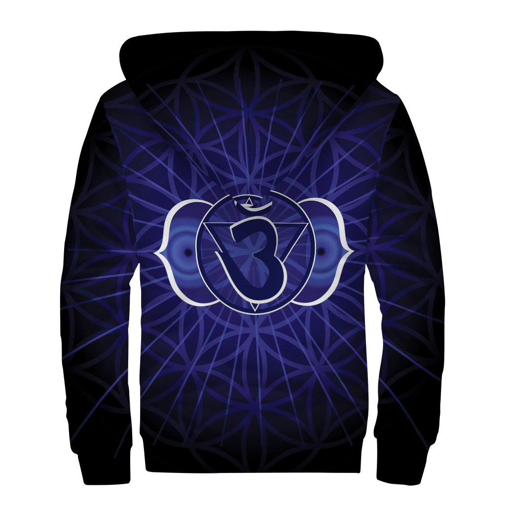 Far Out and Fabulous: Ajna Chakra Spiritual Print Sherpa Lined Zip Up Hoodie - 2