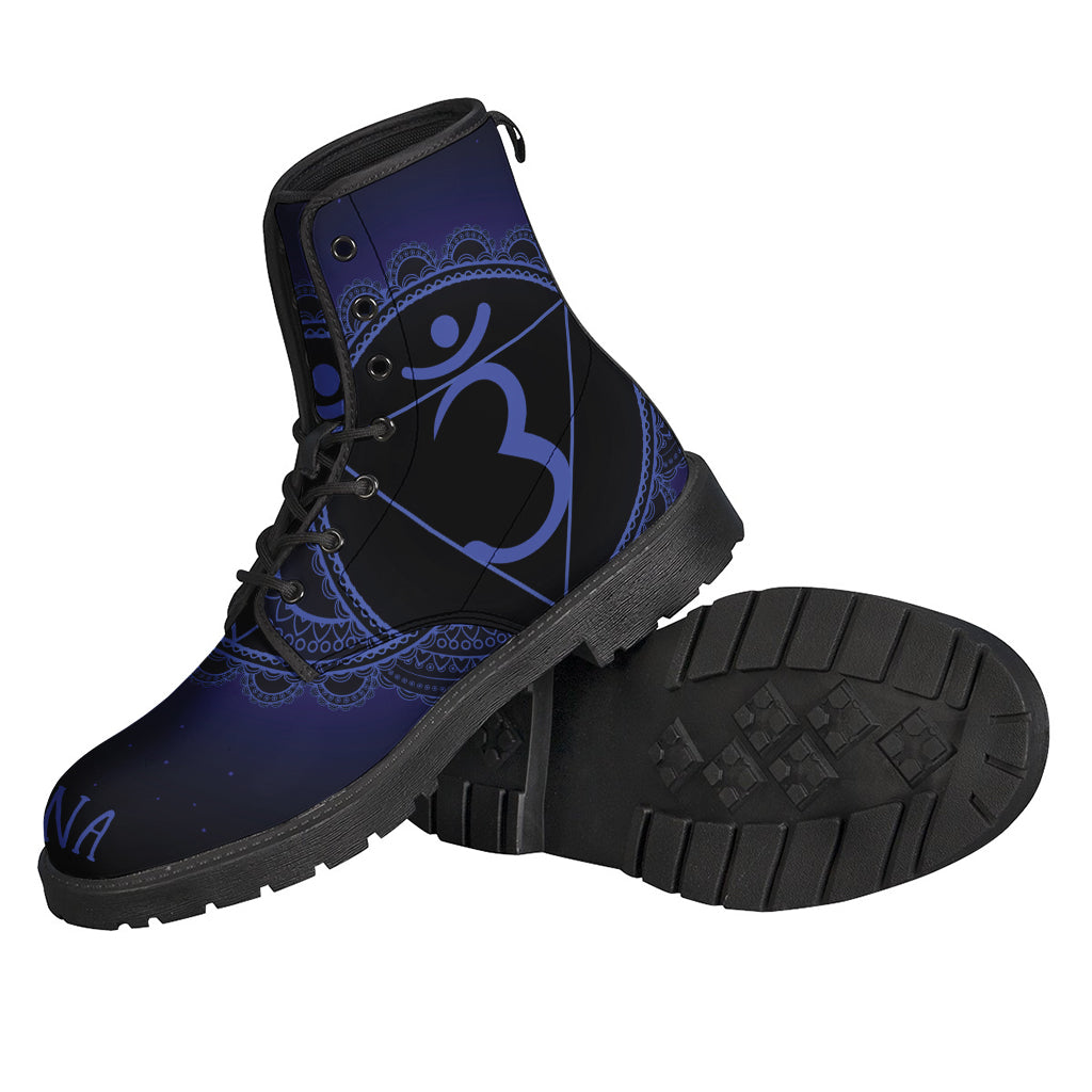 Channel Your Inner Hippie with Ajna Chakra Symbol Leather Boots - 2