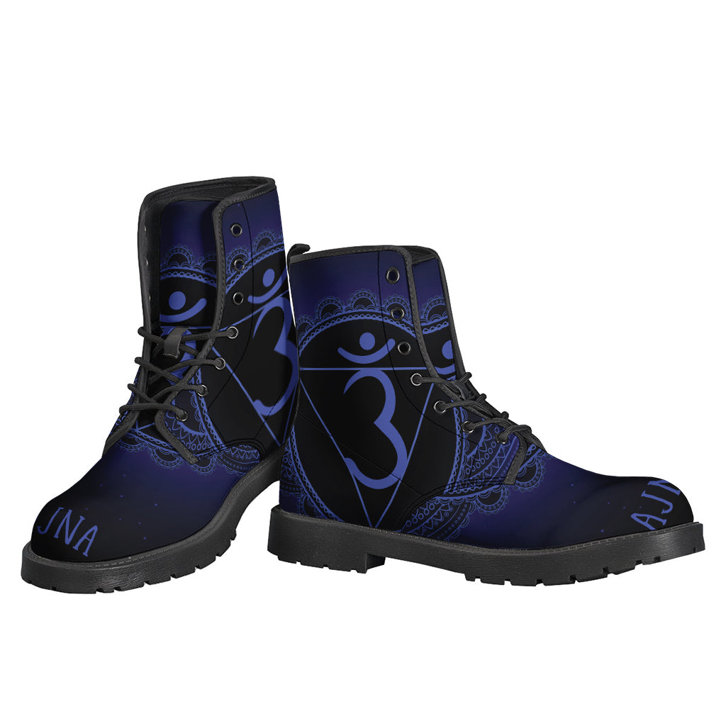 Channel Your Inner Hippie with Ajna Chakra Symbol Leather Boots - 3