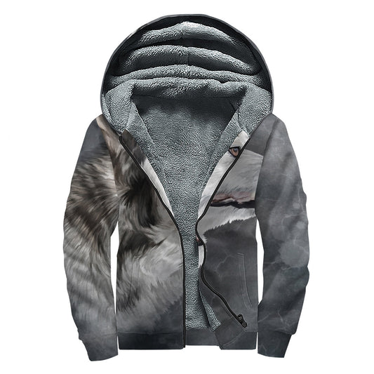 Boho Bliss: Alaskan Malamute Sherpa-Lined Zip Up Hoodie - 1