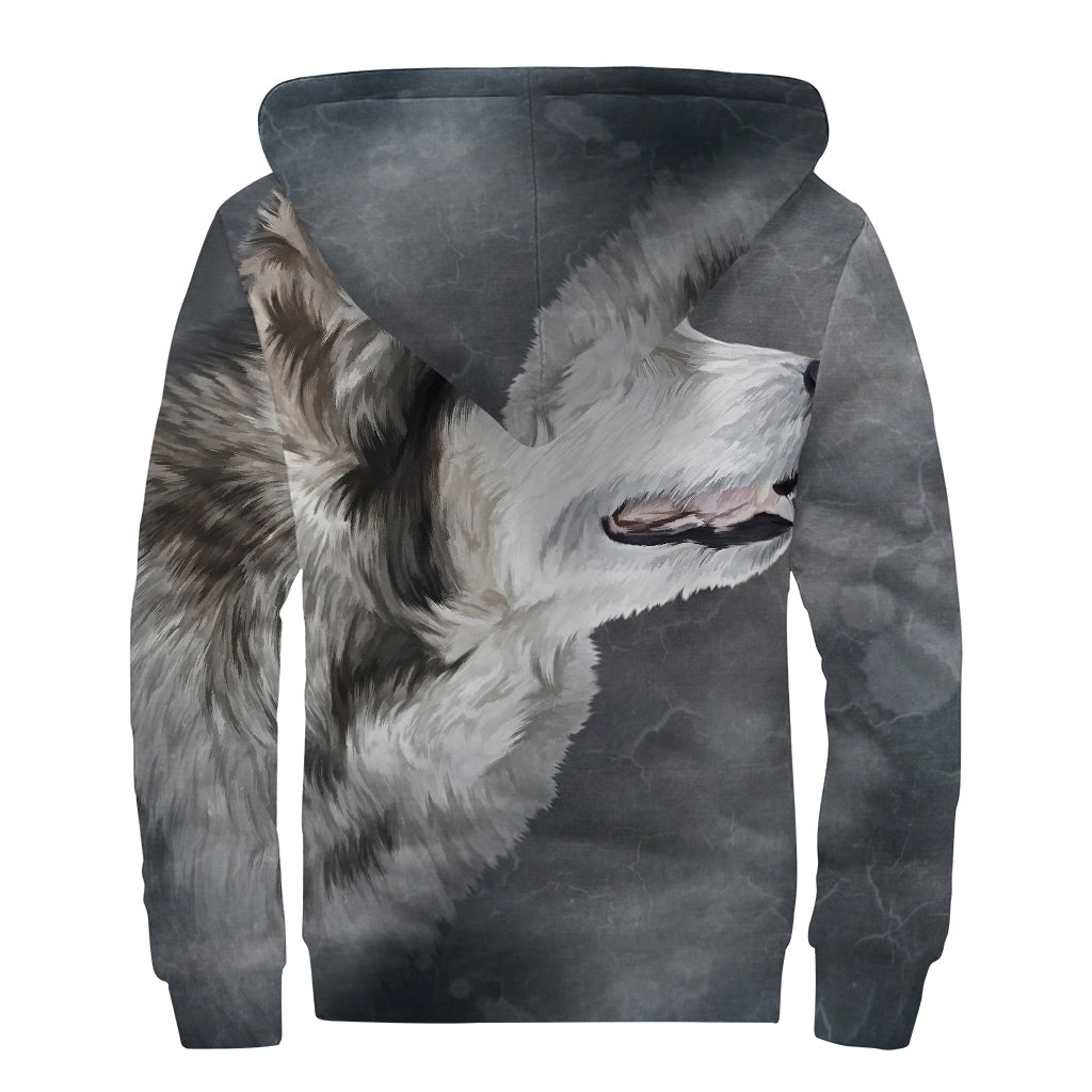 Boho Bliss: Alaskan Malamute Sherpa-Lined Zip Up Hoodie - 2