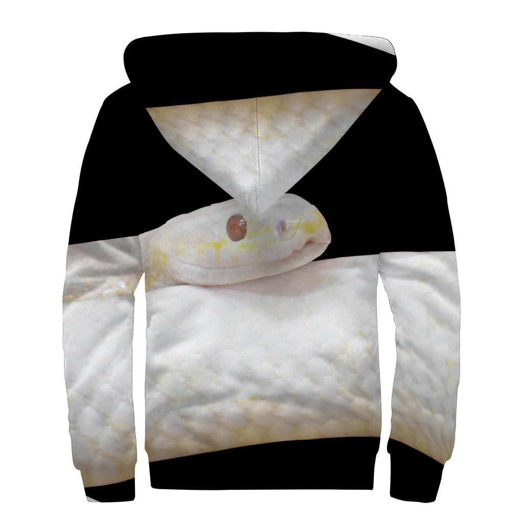 Albino Snake Print Sherpa Lined Zip Up Hoodie: Perfect for Stylish Hippies - 2