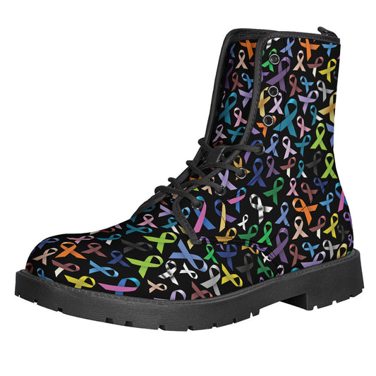 Groovy Cancer Awareness Pattern Leather Lightweights: Step Out in Style! - 1