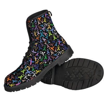 Groovy Cancer Awareness Pattern Leather Lightweights: Step Out in Style! - 2