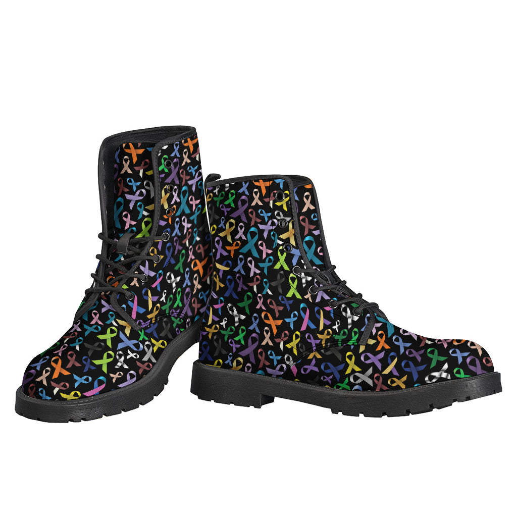 Groovy Cancer Awareness Pattern Leather Lightweights: Step Out in Style! - 3