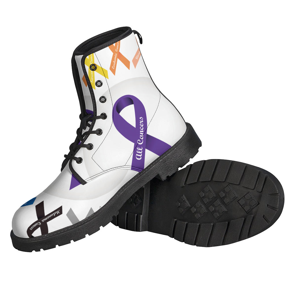 Groovy Cancer Awareness Ribbons Leather Boots for the Hippie Soul - 2