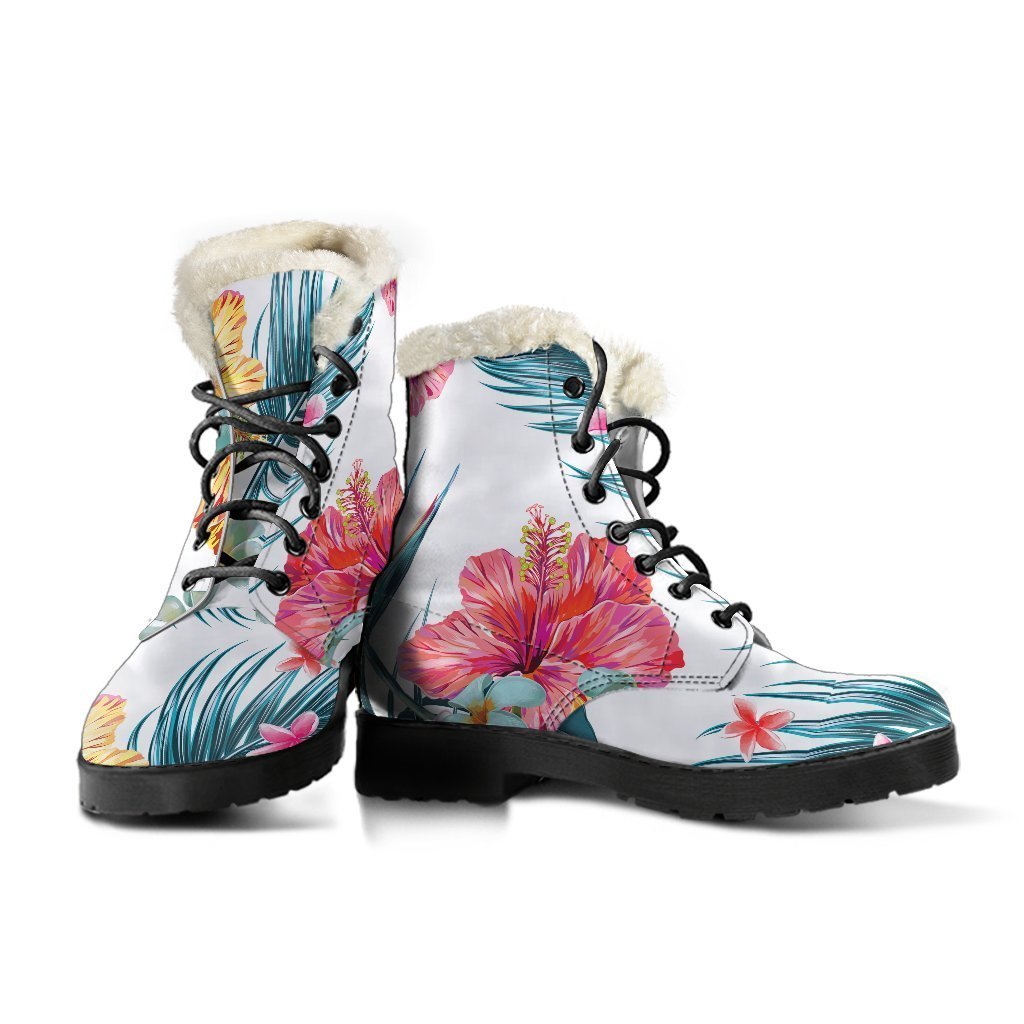 Aloha Hawaii Floral Faux Fur Leather Boots: Embrace Your Inner Hippie Style - 3