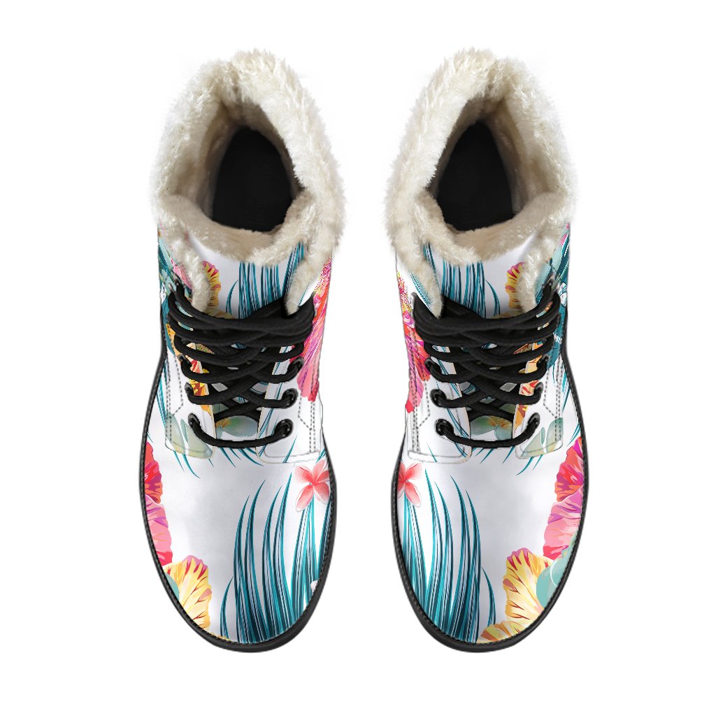 Aloha Hawaii Floral Faux Fur Leather Boots: Embrace Your Inner Hippie Style - 4