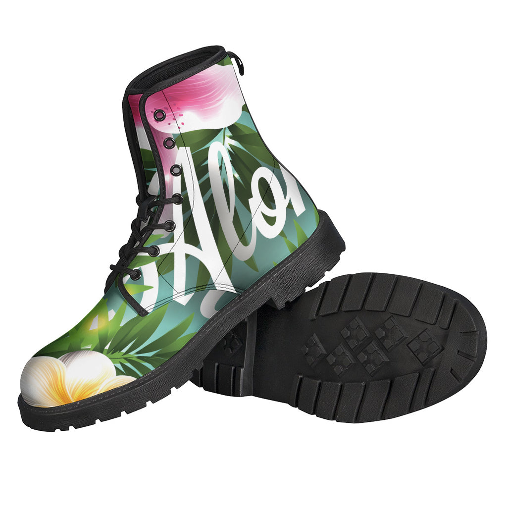 Aloha Vibes: Hawaiian Flower Print Leather Boots for the Free-Spirited Hippies - 2