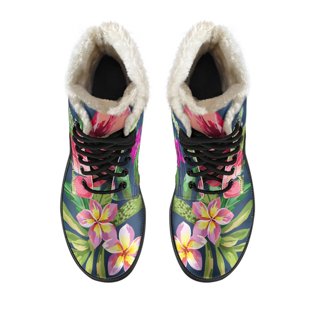 Aloha Vibes: Faux Fur Leather Boots for Stylish Hippies - 4