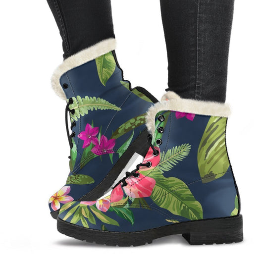 Aloha Vibes: Faux Fur Leather Boots for Stylish Hippies - 1