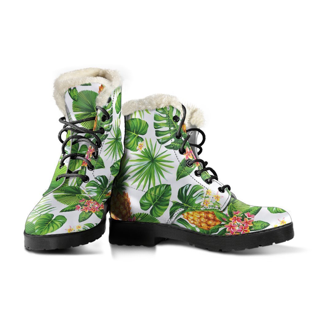 Groovy Hawaiian Pineapple Faux Fur Leather Boots for Peace-Loving Hippies - 3