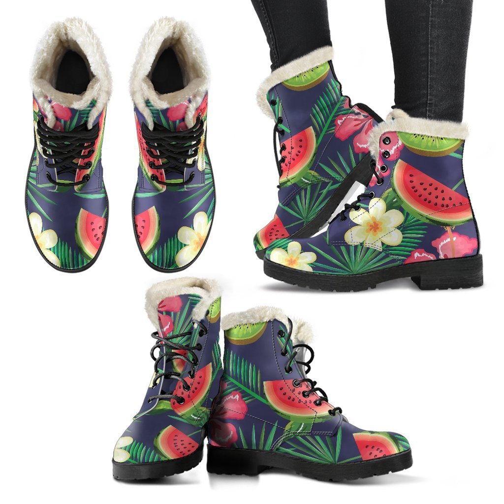 Groovy in Watermelon: Faux Fur Leather Boots for the Free Spirited Hippie - 2