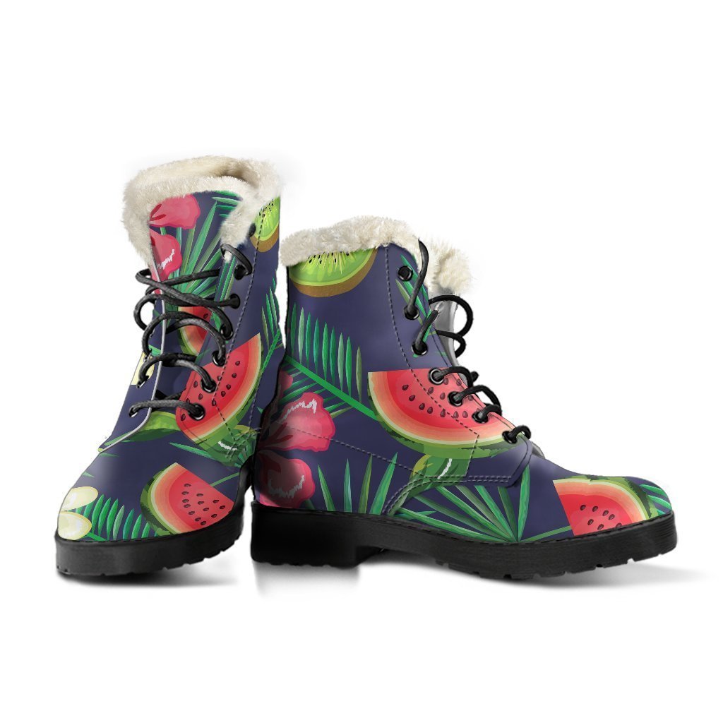 Groovy in Watermelon: Faux Fur Leather Boots for the Free Spirited Hippie - 3