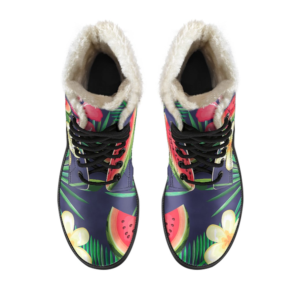 Groovy in Watermelon: Faux Fur Leather Boots for the Free Spirited Hippie - 4