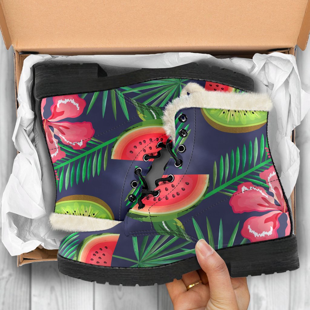 Groovy in Watermelon: Faux Fur Leather Boots for the Free Spirited Hippie - 5