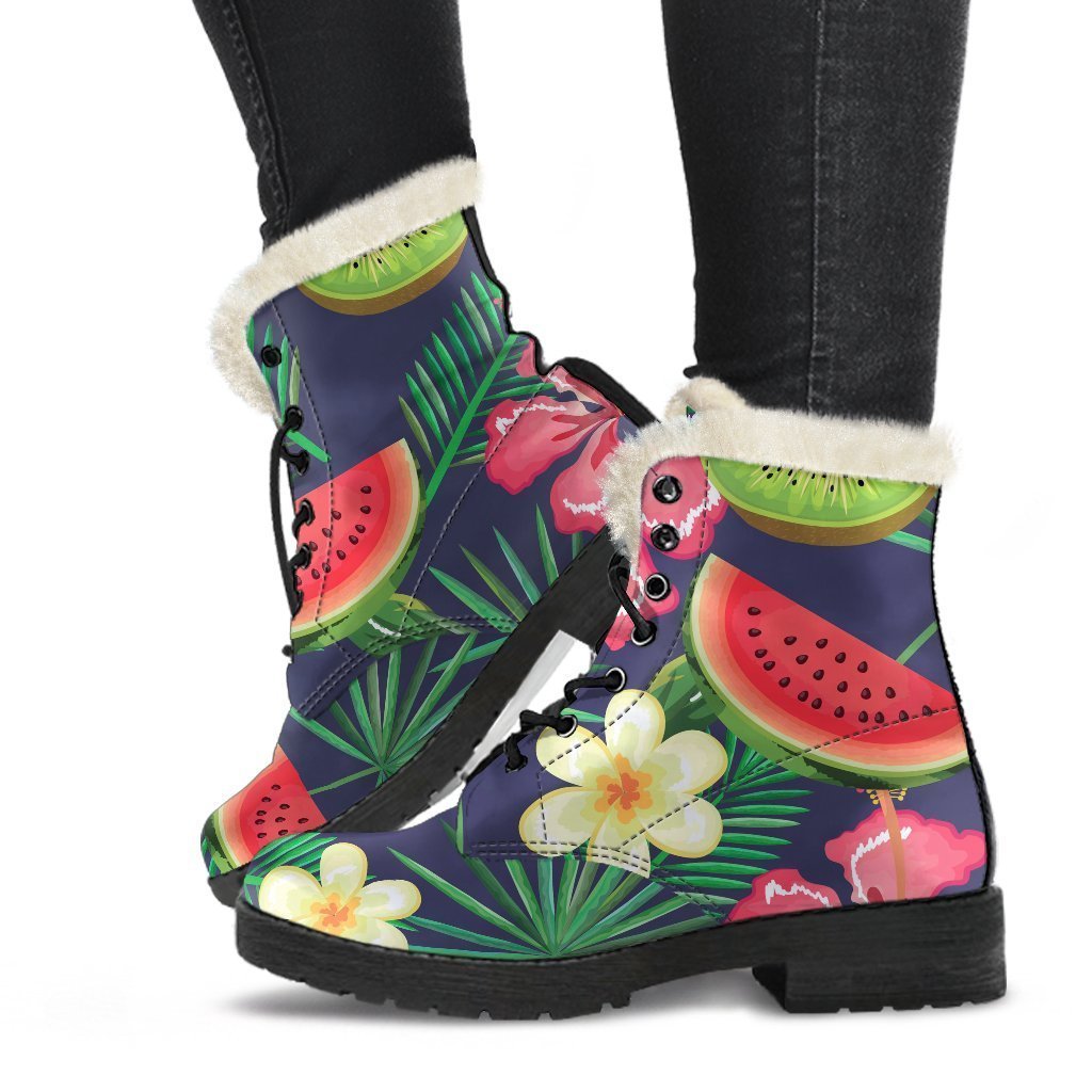 Groovy in Watermelon: Faux Fur Leather Boots for the Free Spirited Hippie - 1