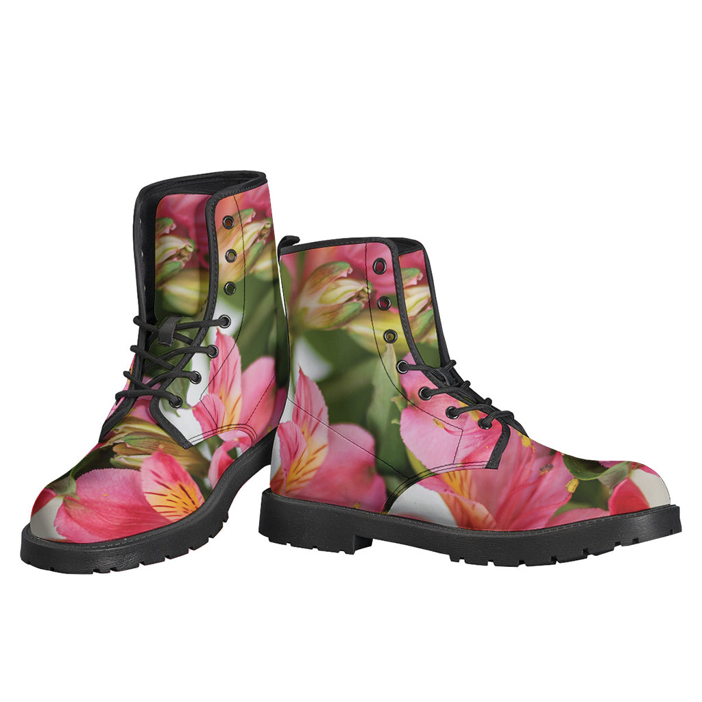 Groovy Alstroemeria Flower Print Leather Boots for the Free-Spirited Hippie - 3