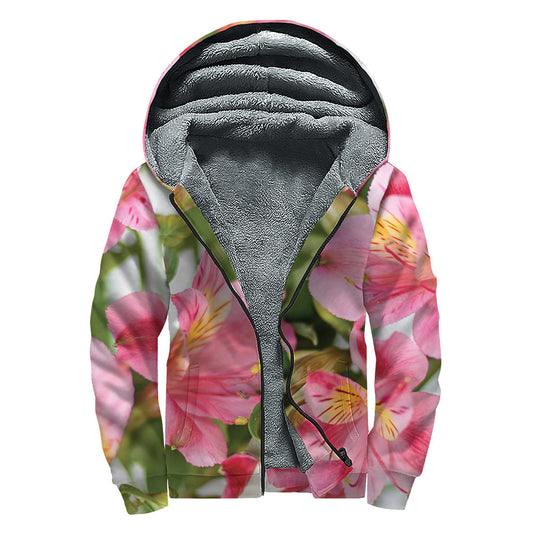 Alstroemeria Flower Power: Sherpa Lined Zip Up Hoodie for Groovy Hippies - 1