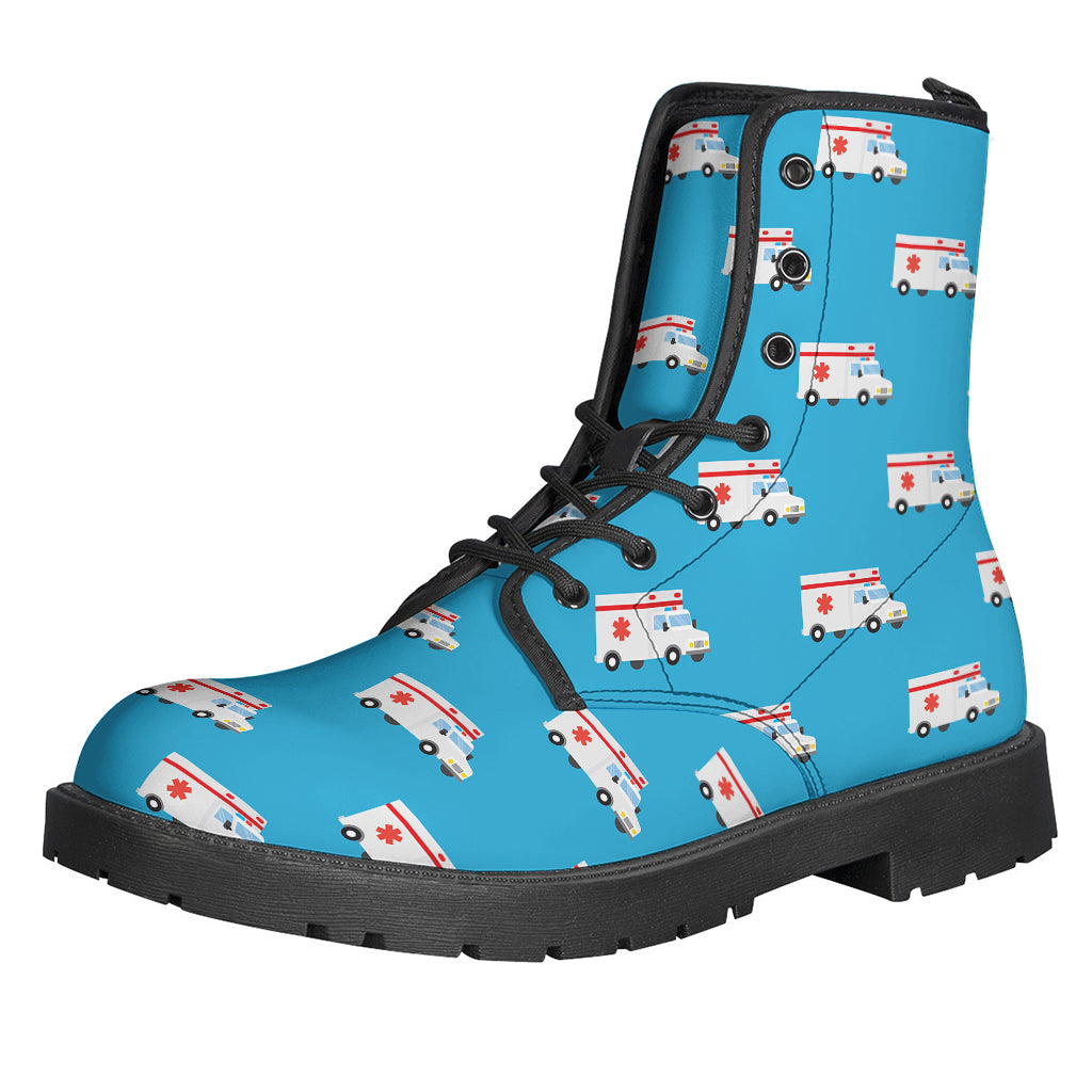 Groovy Ambulance and Paramedic Pattern Leather Boots for the Hippie Soul - 1