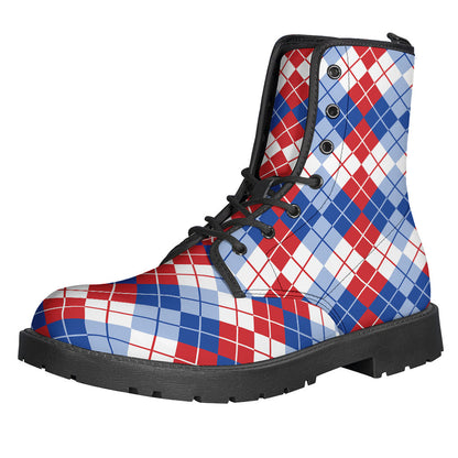 American Argyle Pattern Leather Boots for Modern Hippies - 1