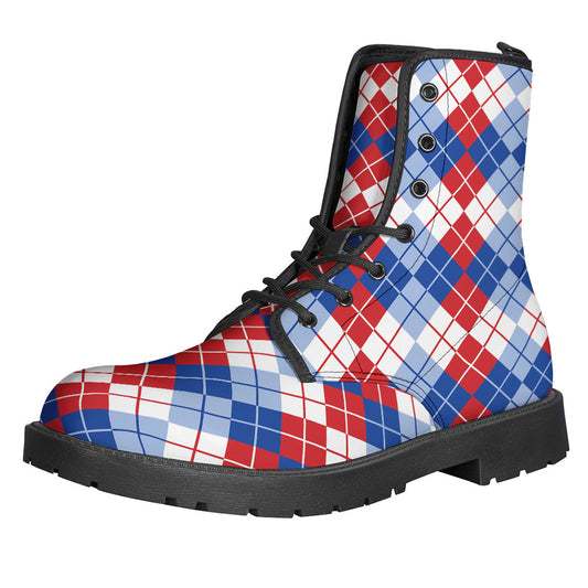 American Argyle Pattern Leather Boots for Modern Hippies - 1