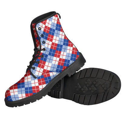 American Argyle Pattern Leather Boots for Modern Hippies - 2