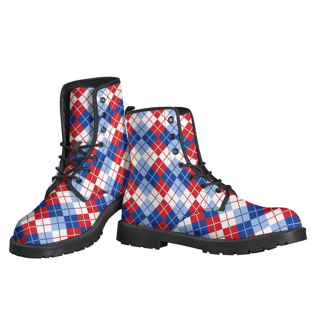 American Argyle Pattern Leather Boots for Modern Hippies - 3