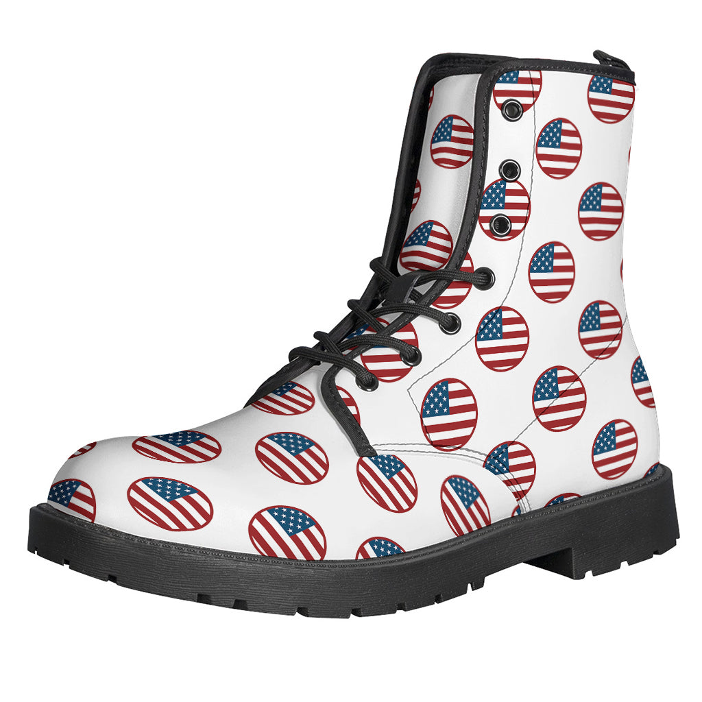 Boho Chic: American Flag Pattern Leather Boots for Hippies - 1