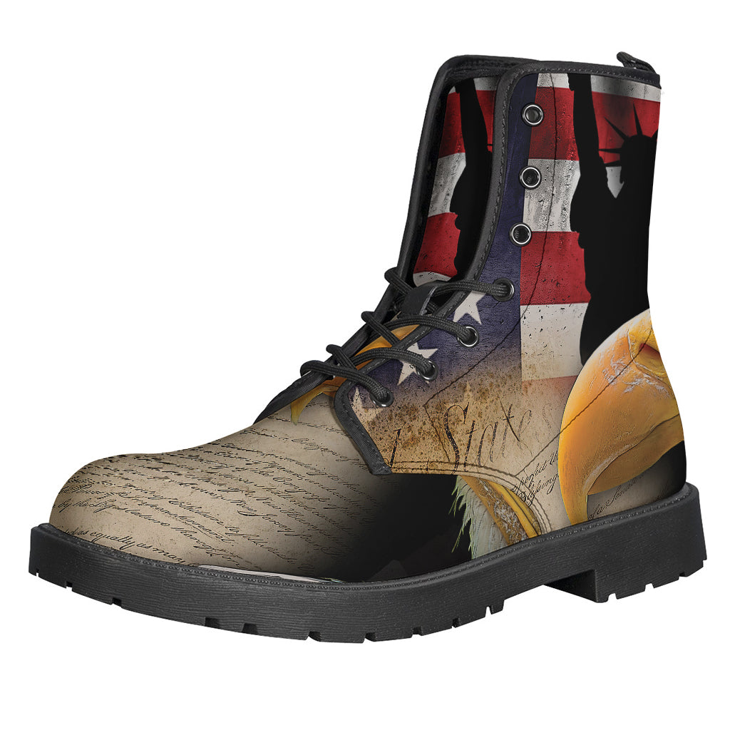 Walk the American Dream in Style with Liberty Print Leather Boots - 1