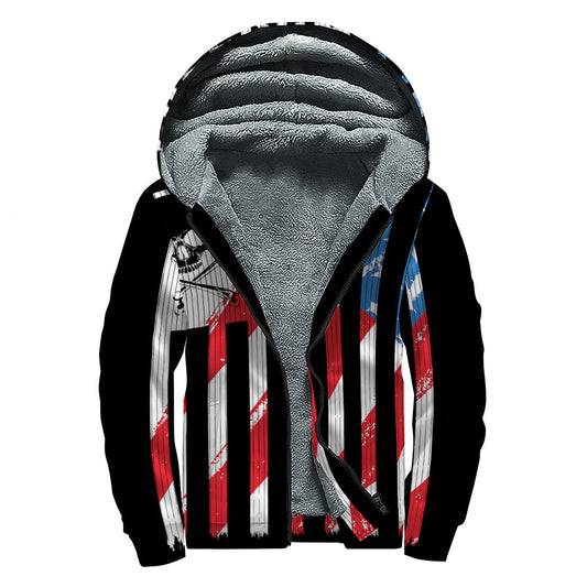 Freedom Life American Flag Sherpa Lined Zip Up Hoodie for Hippies - 1