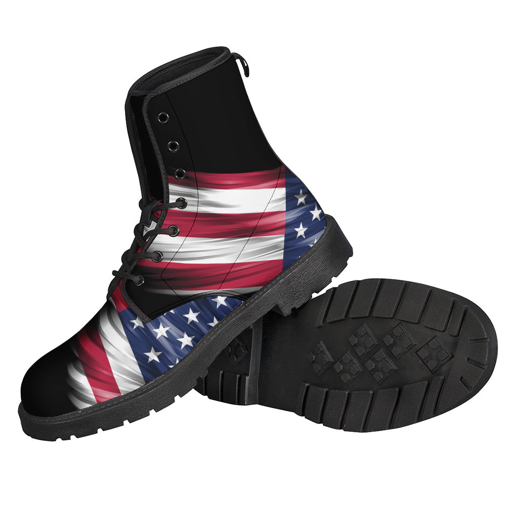 Groovy American Flag Wing Print Leather Lightweight Boots for the Free-Spirited Hippie - 2