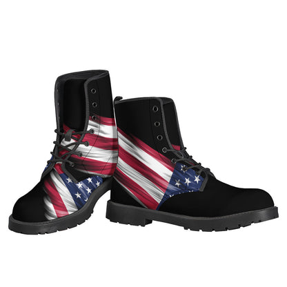 Groovy American Flag Wing Print Leather Lightweight Boots for the Free-Spirited Hippie - 3