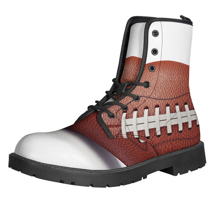 Groovy Vibes: American Football Print Leather Boots for Modern Hippies - 1