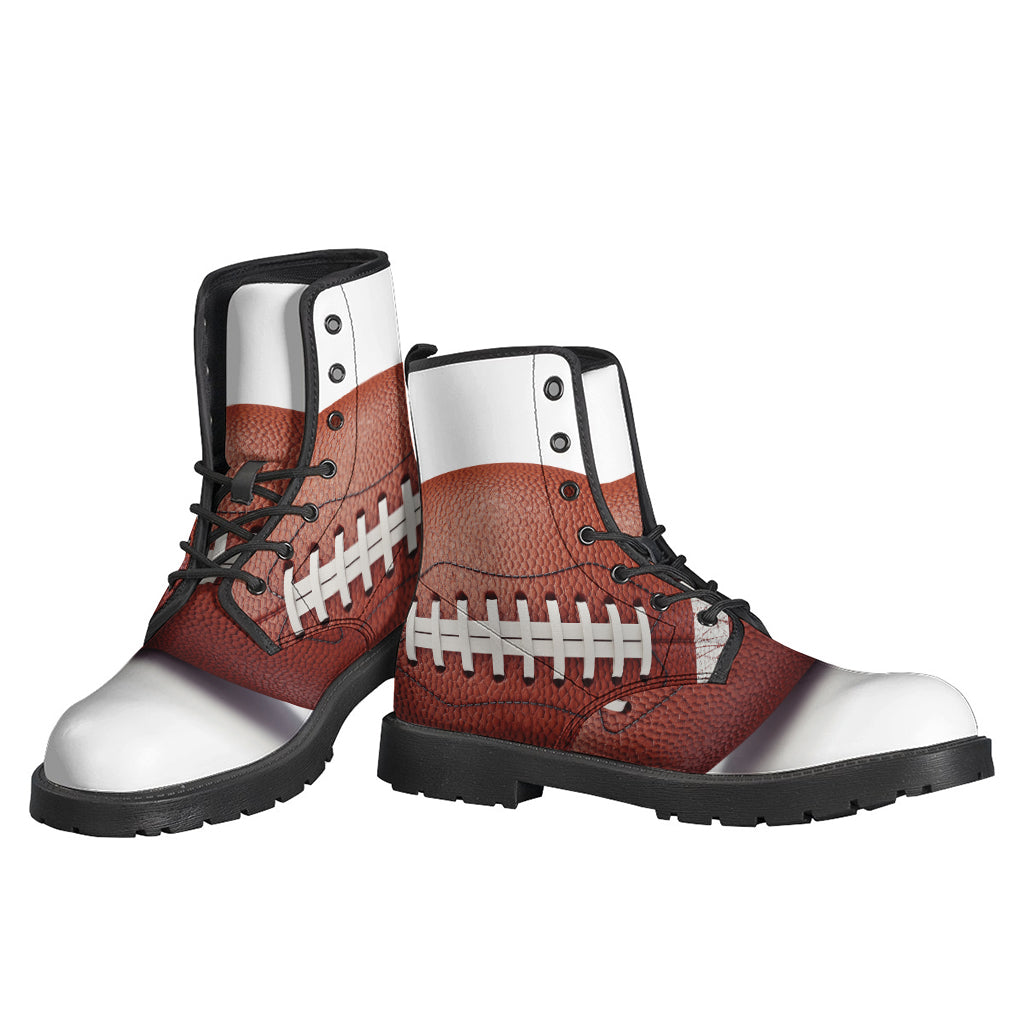 Groovy Vibes: American Football Print Leather Boots for Modern Hippies - 3