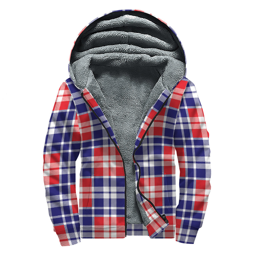 Groovy Plaid Print Sherpa-Lined Zip Up Hoodie for Free-Spirited Hippies - 1