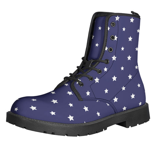 American Little Star Pattern Leather Boots for the Free-Spirited Hippie - 1