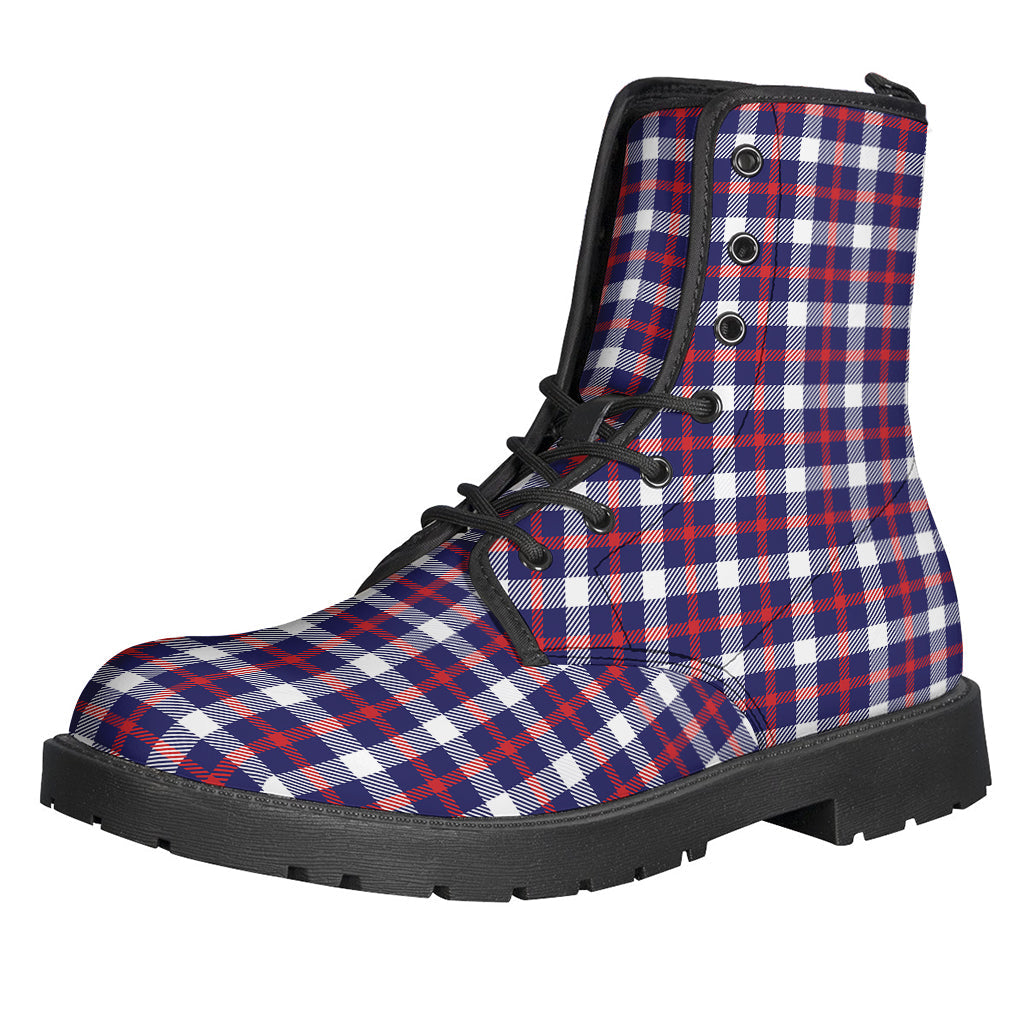 American Patriotic Plaid Print Leather Boots - Get Your Hippie Groove On! - 1