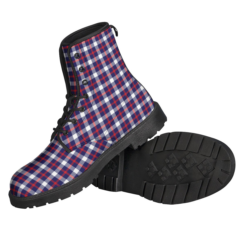 American Patriotic Plaid Print Leather Boots - Get Your Hippie Groove On! - 2