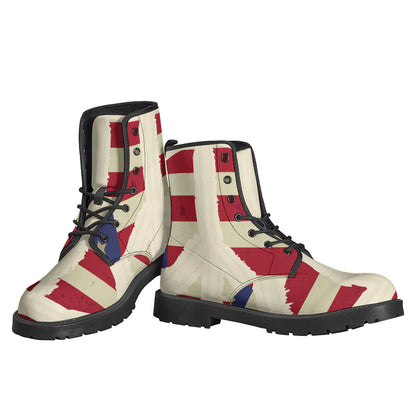 Get Your Groove on with American Peace Flag Print Leather Boots for Hipsters - 3